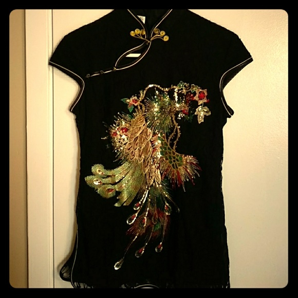 Wei Na Si Tops - Oriental lace beaded top